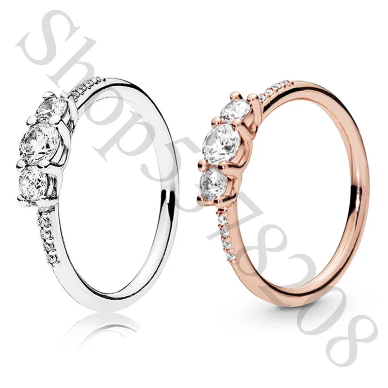 Подлинное 925 пробы Серебряное Оригинальное сказочное Сверкающее трехкаменное