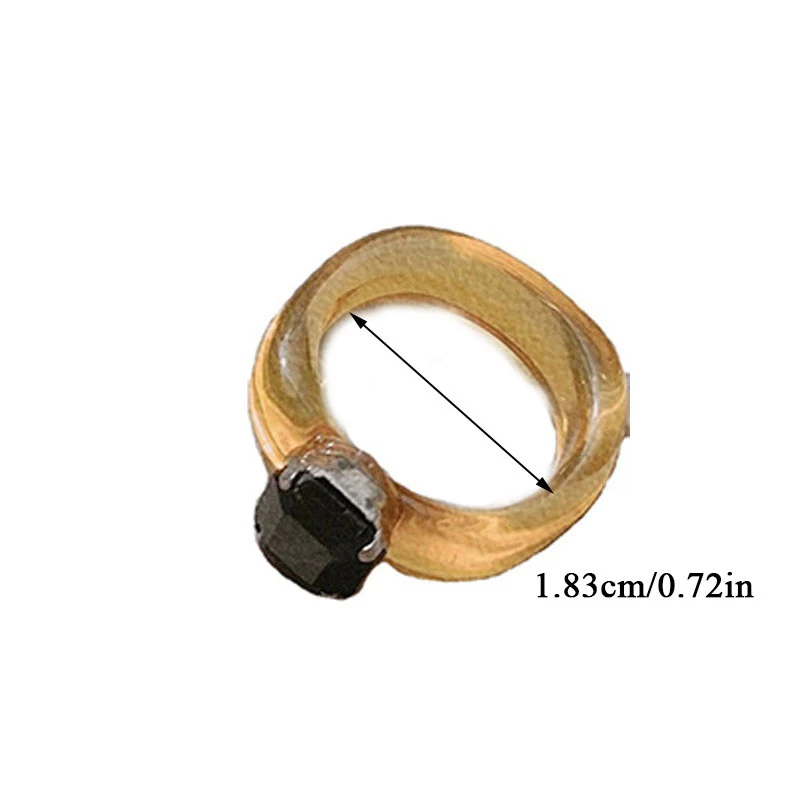 

Acrylic Colorful Simple Creative Finger Decor Rectangle Rhinestone Party Jewelry New Korean Simple Rings For Women Girls