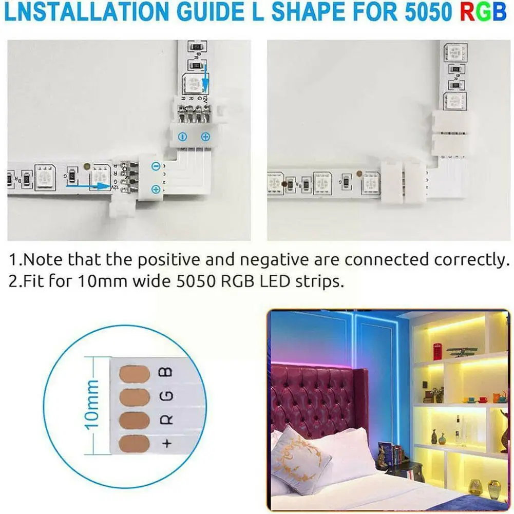 

38pcs/set For 4pin 5050 Rgb Led Smd Strips Quick Connector Free Soldering For Single Color 5050 Led Strip Light Rgb Rgbw Rg Z7l7