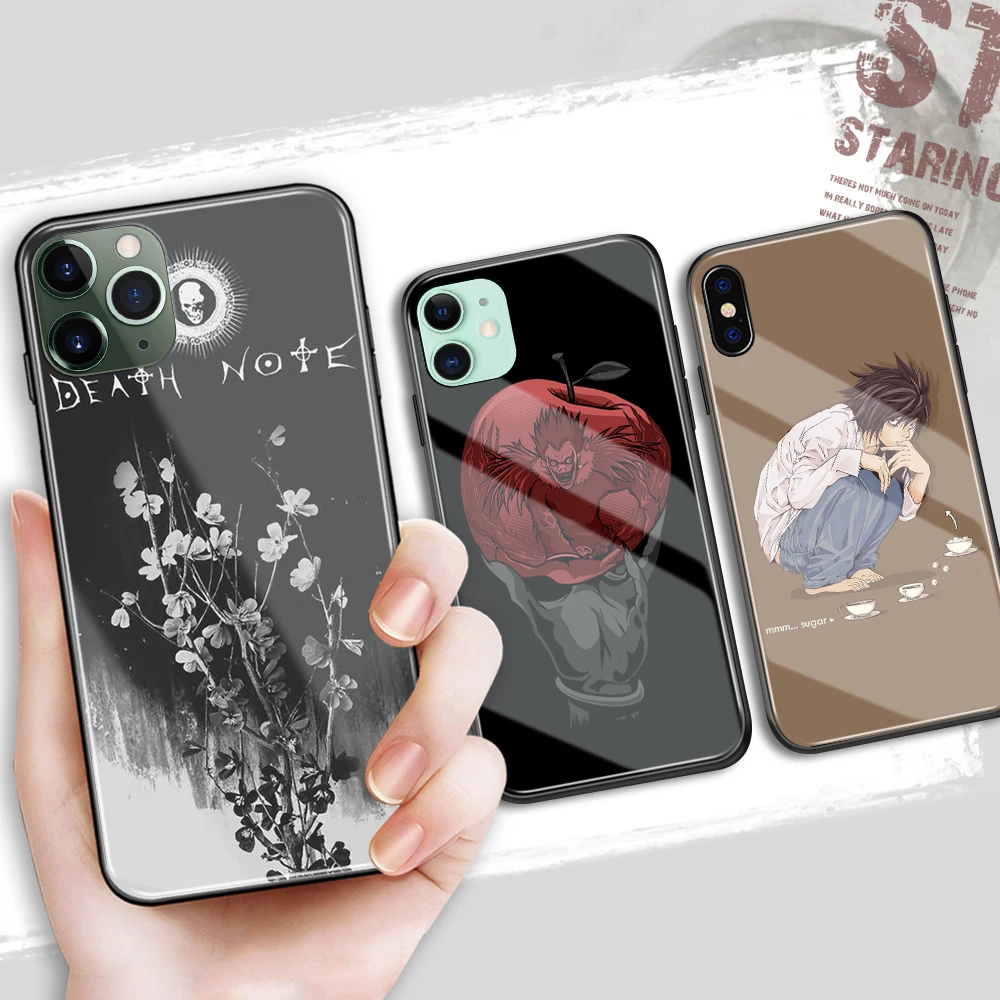

Для iPhone 11, японский аниме Death Note, стеклянный Чехол для мобильного телефона iPhone 6 6S 8 7 Plus X XR XS MAX 11 12 13 Pro Max