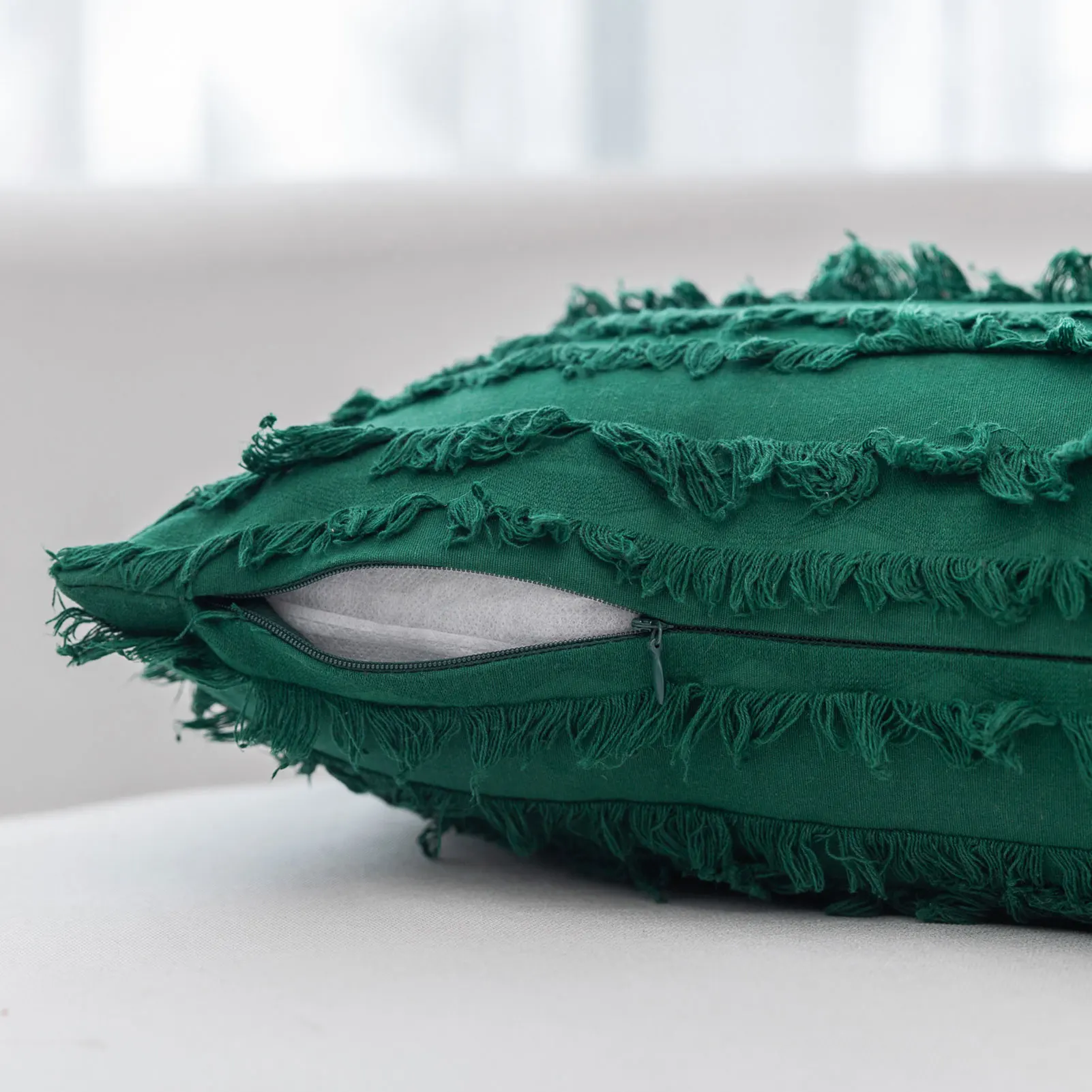 

Cotton Linen Solid Color Bohemian Stripe Jacquard Home Sofa Room Cushion Cover