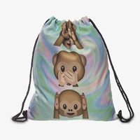 new 3d printed drawstring bag holo monkeys fashion mochila cuerda out door drawstring backpack women men modis string bag girl