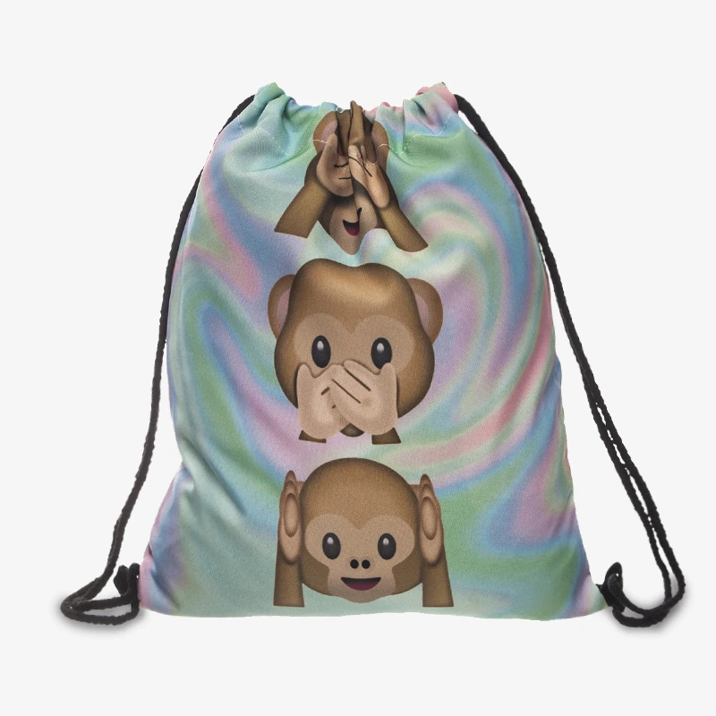 Новый 3D мешок с кулиской принтом голограмма Monkeys модные Mochila Cuerda дома и на