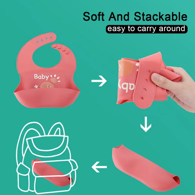 

Baby Bib Waterproof Cute Elephant Soft Baby Bibs Easily Clean Food-grade Silicone Baby Accessories Bib B