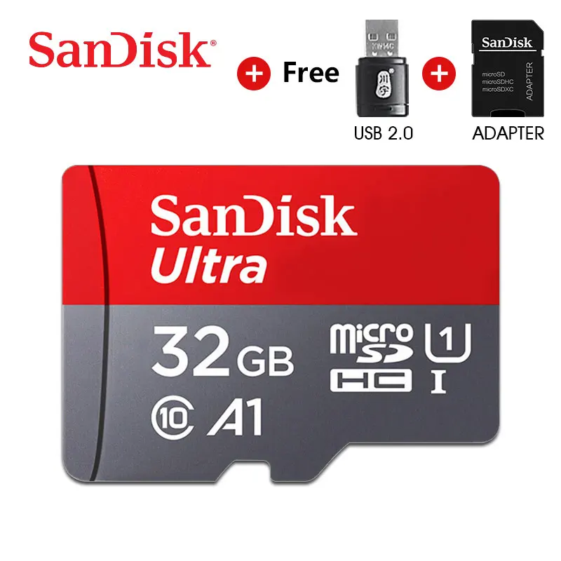 Карта памяти Micro Sd Sandisk карта Class10 TF card 16 ГБ 32 64 128 80 МБ/с. для смартфона и настольного