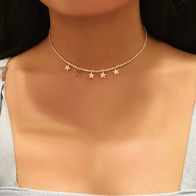 

Женское многослойное ожерелье FXLRY, Европейская и американская подвеска в виде звезд с кубическим цирконием