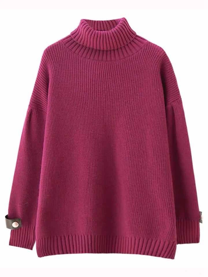 

High-necked Long-sleeved Sweater Mid-length Pullover Loose Fall Winter Sweater Ladies All-match Casual Fashion Base 2021 New