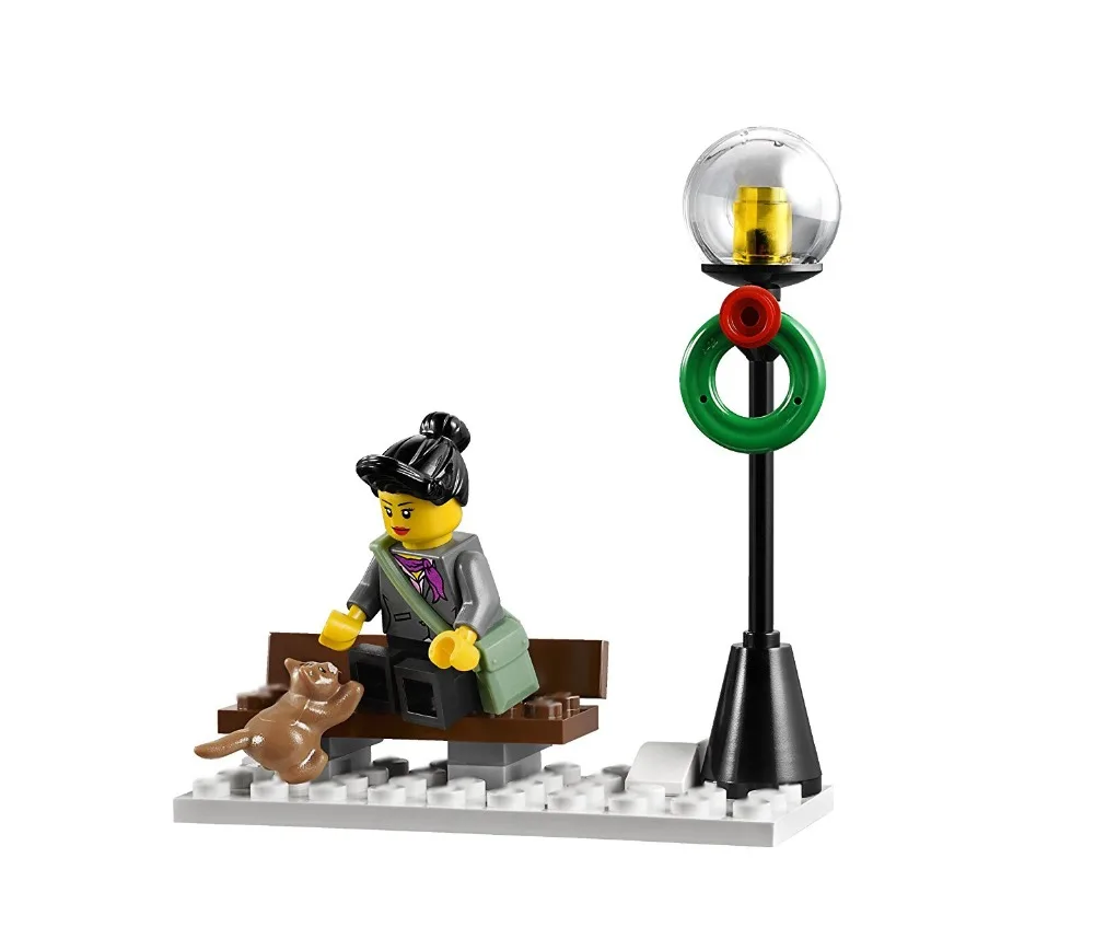 Коллекция 36010 года набор строительных блоков зимнего деревенского рынка игрушки