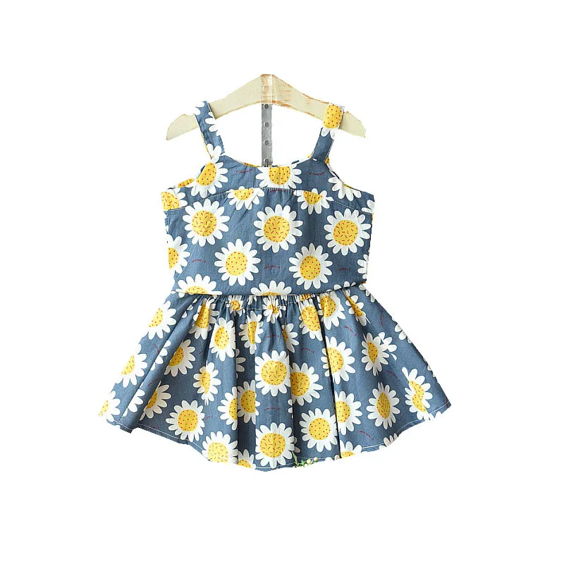 

Summer Children's Clothing Girls Sun Flower Short Sling Top + Short Skirt Two-piece Children's Clothing Suit