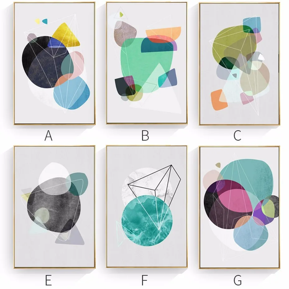 

Abstract Geometric Canvas Paintings Nordic Minimalist Poster and Print Pop Wall Art Pictures for Living Room Home Office Decor
