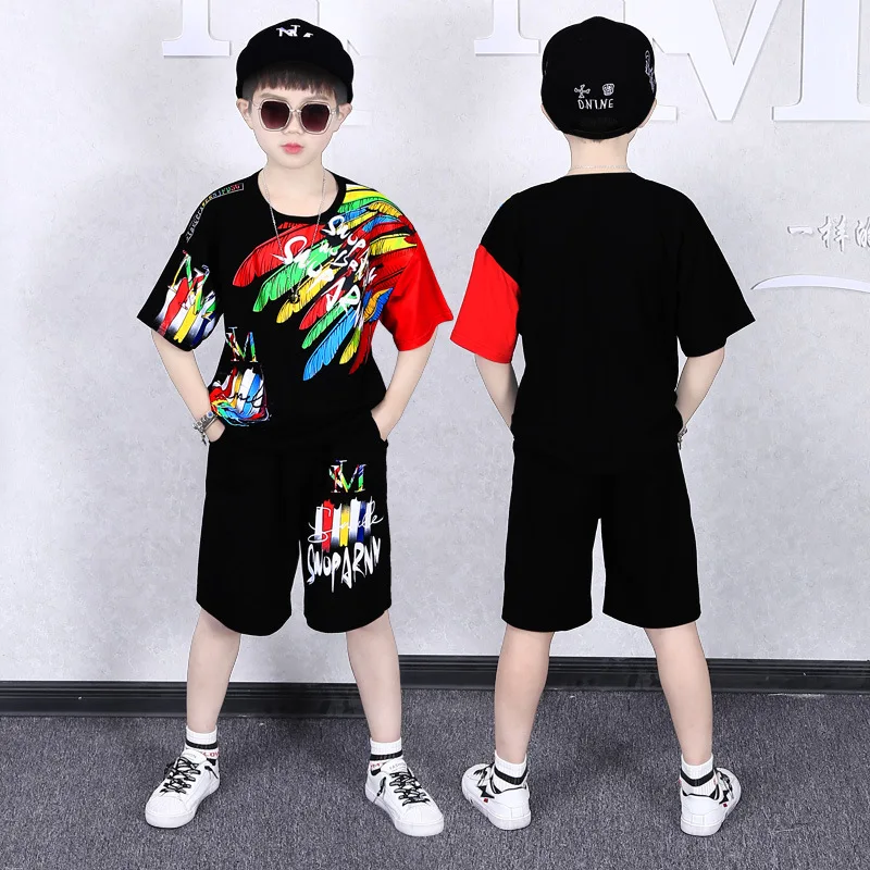 

2021 Kids Boys Clothes Summer Outfits Cotton Teenage Boys Clothing Casual Suit Children Short Sleeve Shirt Shorts Set MD21A021