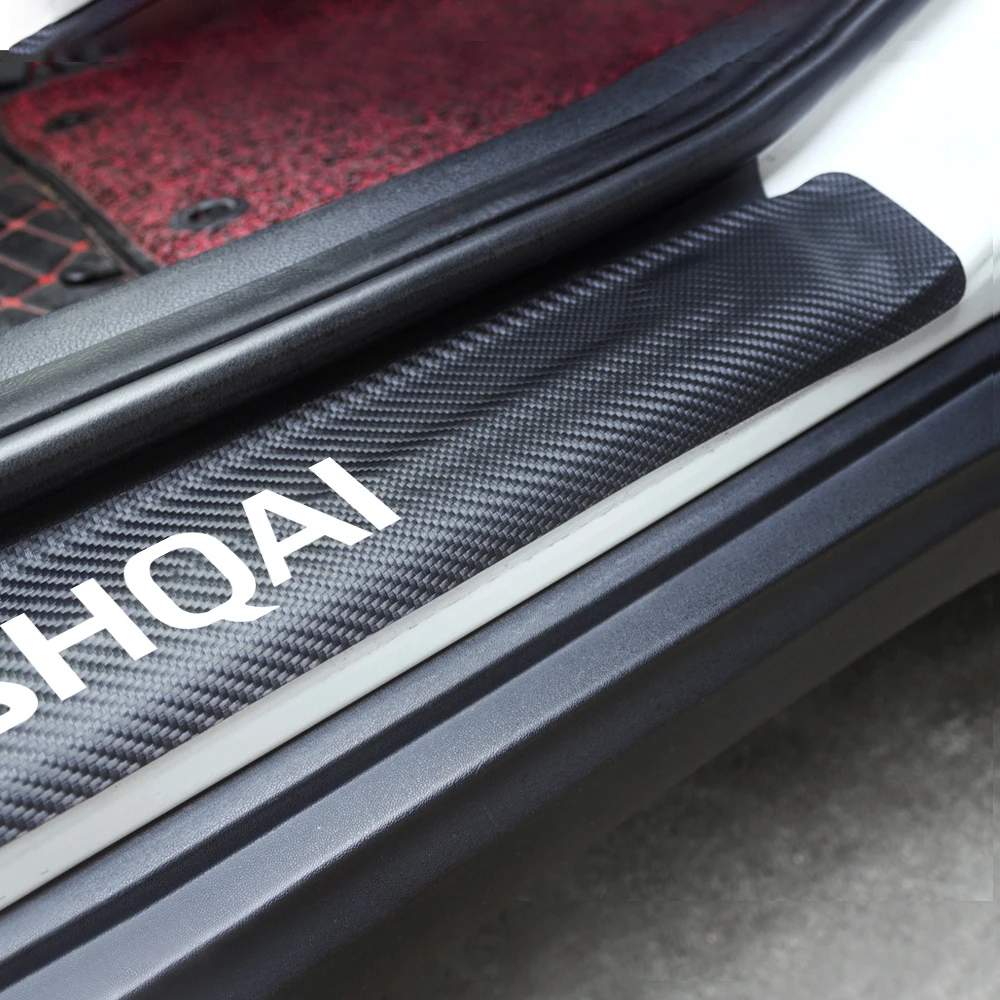 

For Nissan Qashqai J10 J11 X-Trail XTrail X Trail t30 t31 t32 4pcs PU Leather Carbon Fiber Car Door Sill Stickers Accessories
