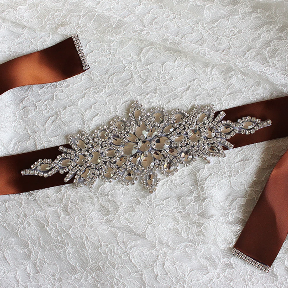 

Elegant Rhinestone Vintage Crystal Wedding Party Bride Bridesmaid Belt Dress Flower Sash Accessories
