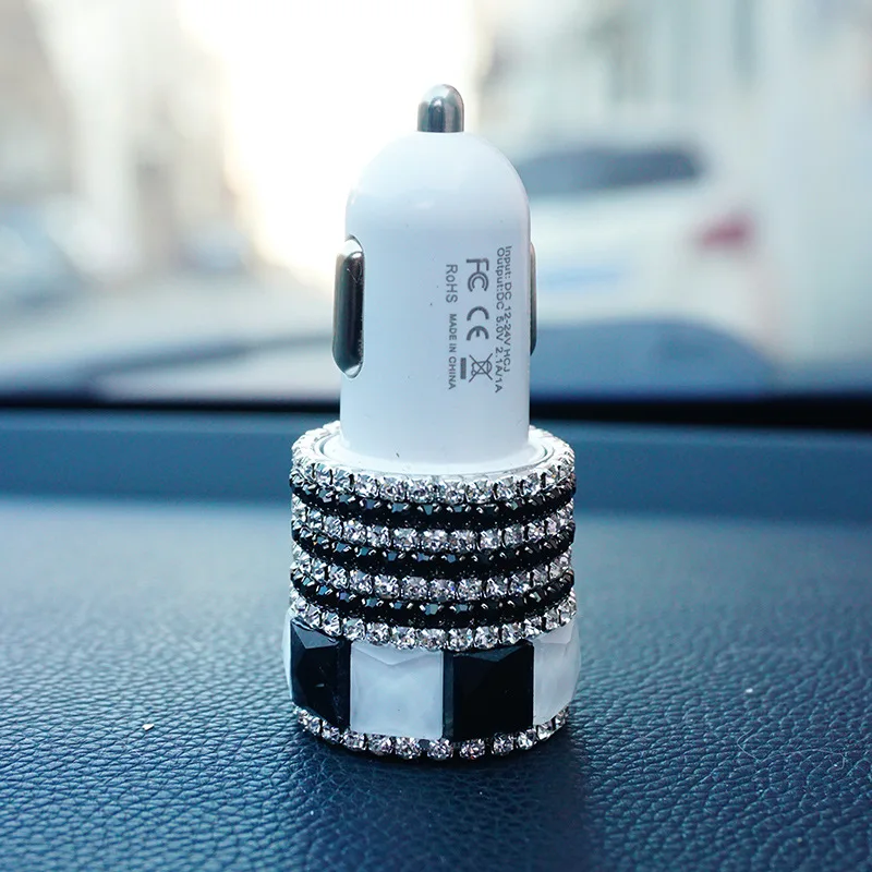 Автомобильное зарядное устройство Nile блестящий кристалл двойной USB быстрая