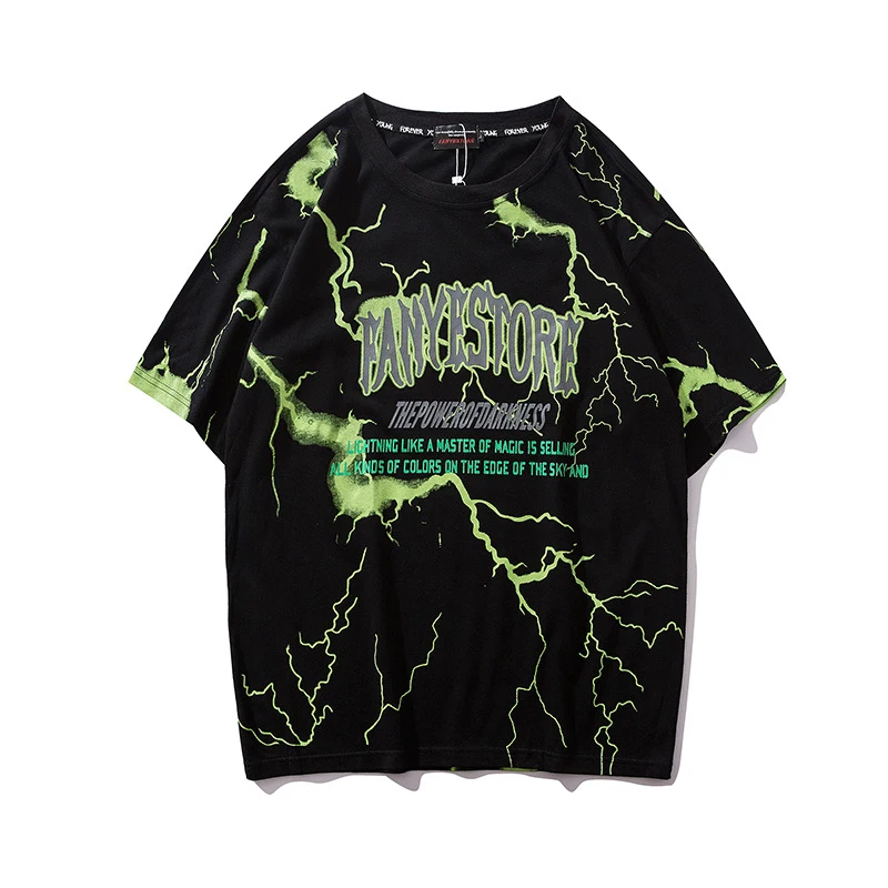 

Men Dark Lightning Tshirt Summer Harajuku Cool Unisex Short Sleeve T Shirt Funny Printed Streetwear Teens T-shirt