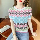 Женская Винтажная футболка с коротким рукавом, роскошная одежда, Свободный пуловер с вышивкой в виде четырехлистного клевера, лето 2021