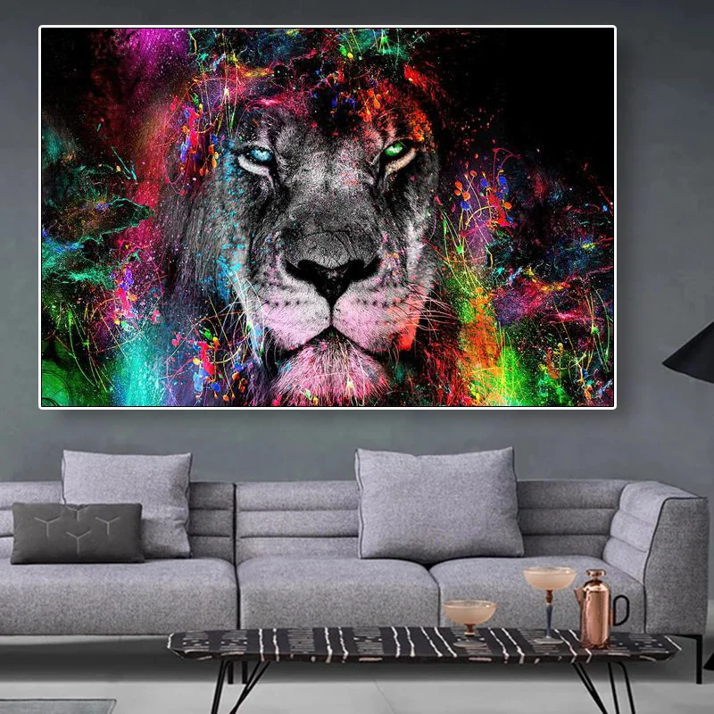 Картина-постеры на холсте с изображением Льва без рамки