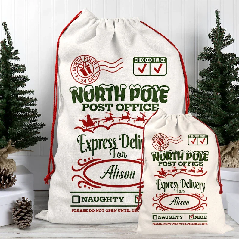 Personalised Name Christmas Xmas Gifts Gift Family Santa Sack Bag Stocking 2019 