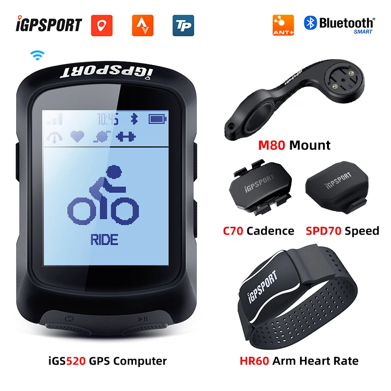

iGPSPORT iGS520 Bike Computer GPS Enabled Bicycle Navigation Odometer Speedometer IPX7 200 Hours Data Storage