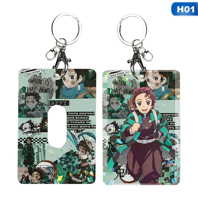

Anime Demon Slayer: Kimetsu no Yaiba Tanjirou Nezuko Acrylic Cards Holder Bus Pass Business Card Case Keychain Bag's Pendant
