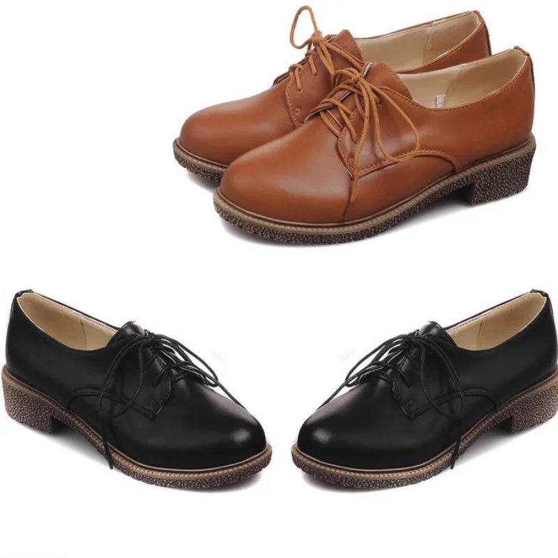 Женская обувь Американский Стиль Laceshoes каменный узор размера плюс 34-43 круглый