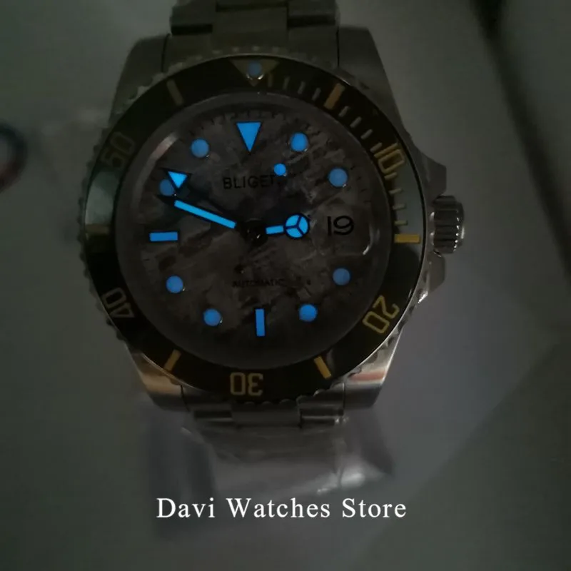 40 мм Bliger/стерильные Роскошные мужские часы красный GMT автоматические черные из