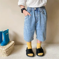 summer new boys and girls thin straight jeans korean style kids loose casual denim capri pants