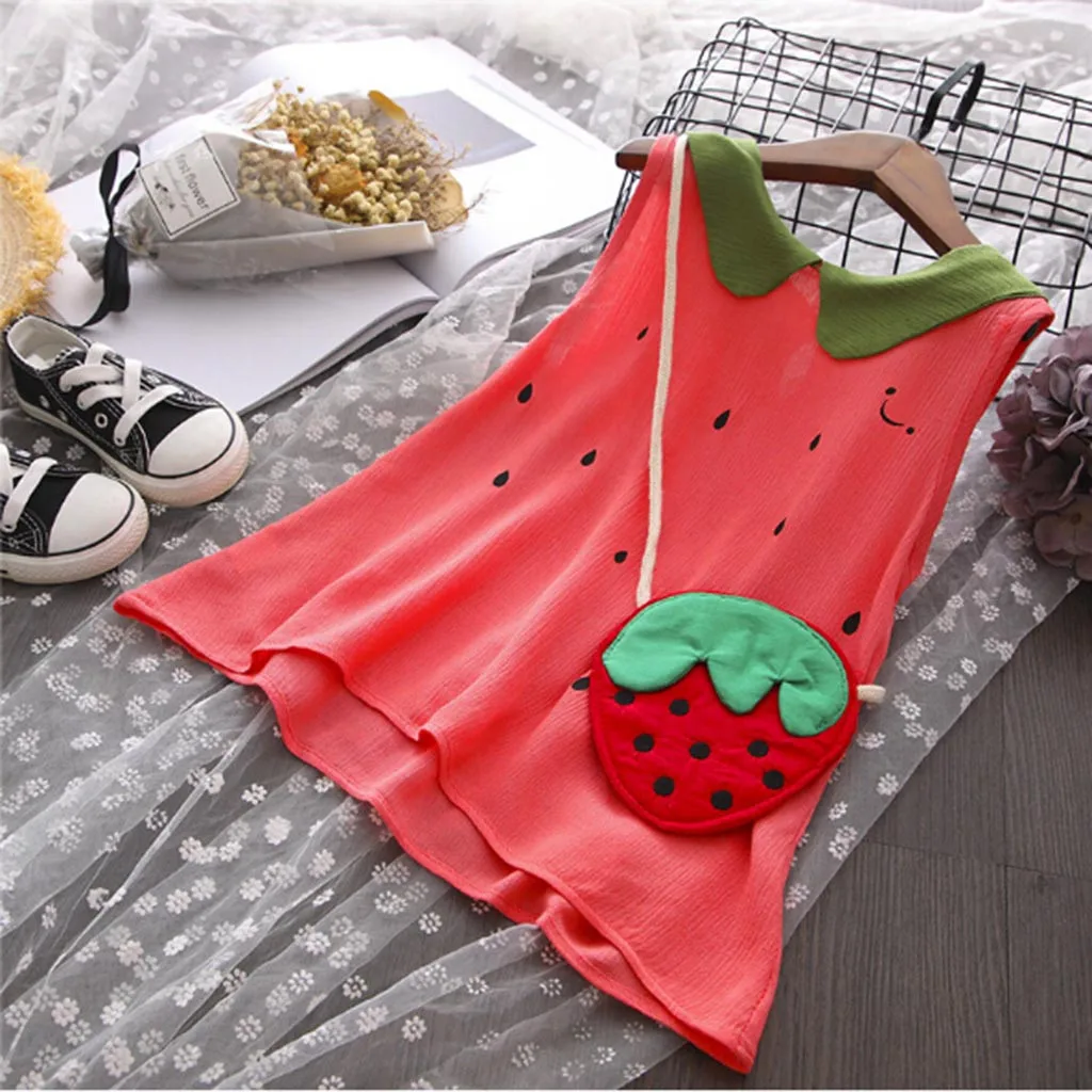 2019 г. Детские платья для маленьких девочек летнее платье милые с рисунком арбуза