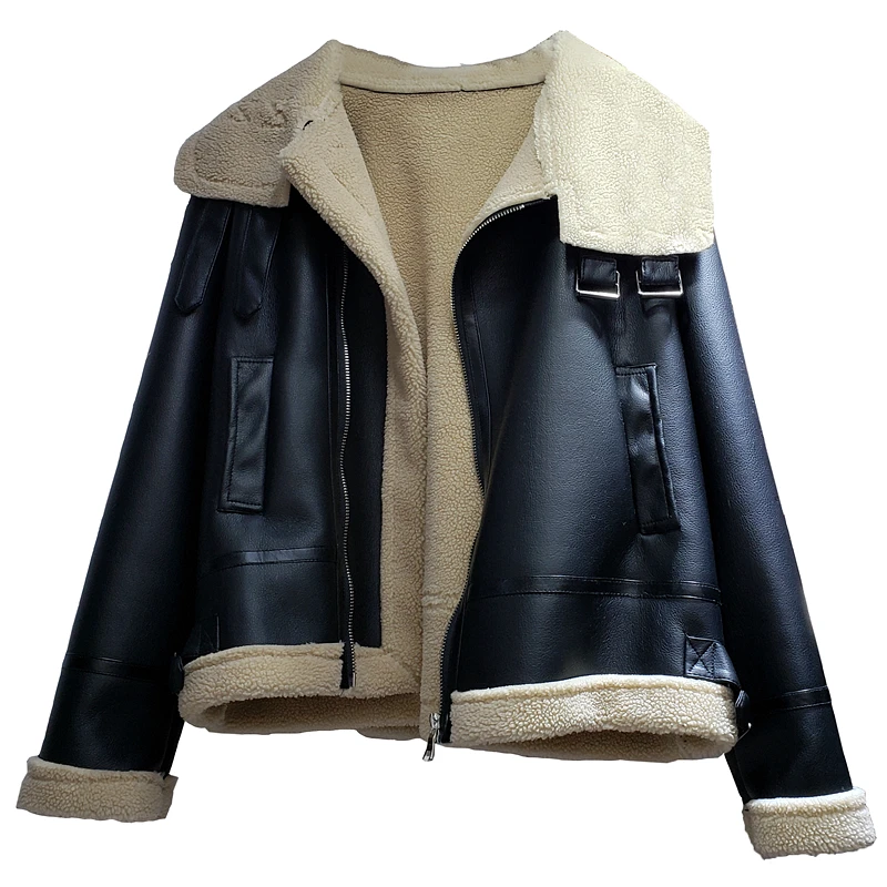 Бархатная Толстая куртка из искусственной кожи Женская Осенняя/зимняя одежда