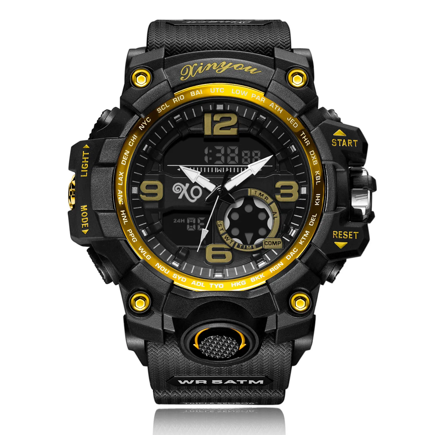 

Electronic Watch Student Sports Fashion Waterproof Couple's Watch Double Display Pointer Multifunctional Men's Watch