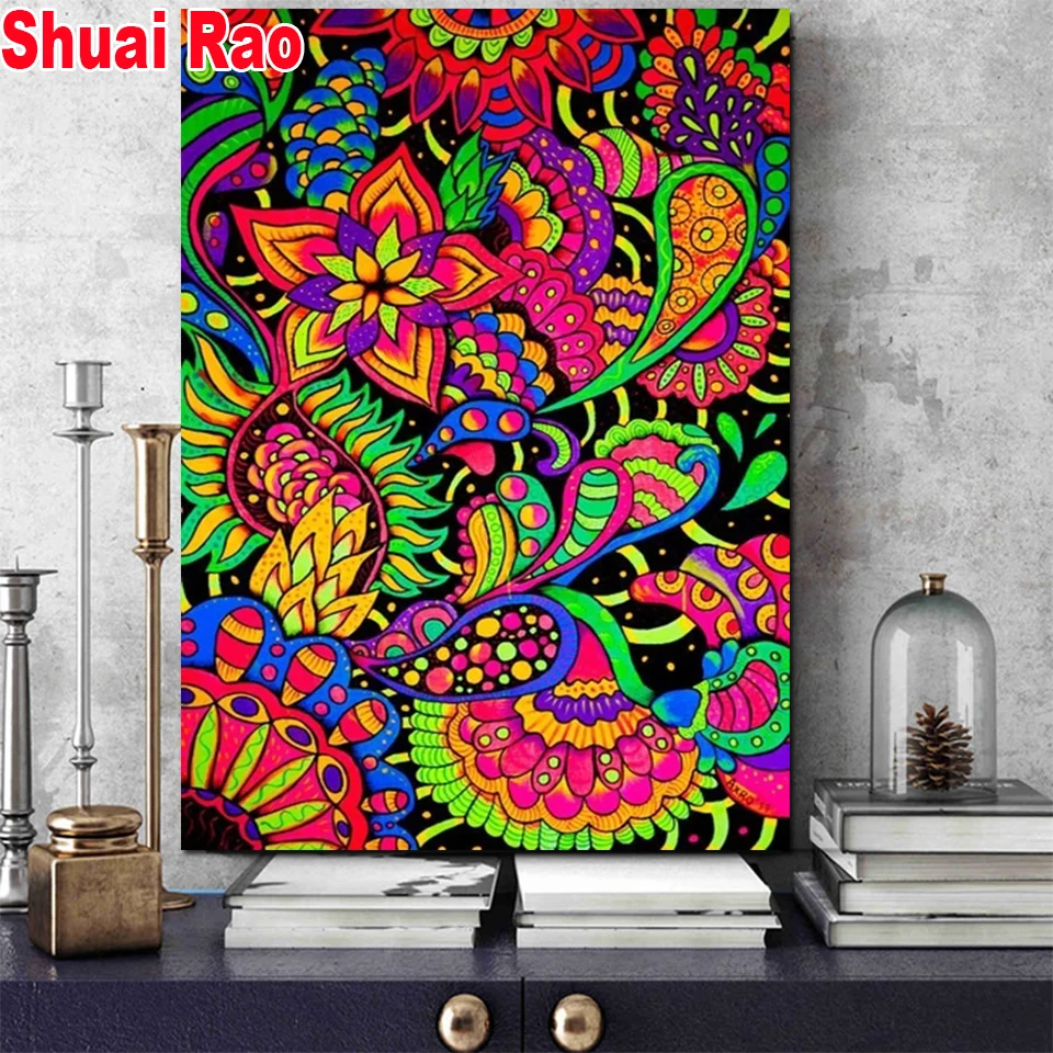 

diy Handmade Diamond Painting Abstract colorful flowers Diamond mosaic sets Full Square Drill Rhinestone Embroidery wall decor,