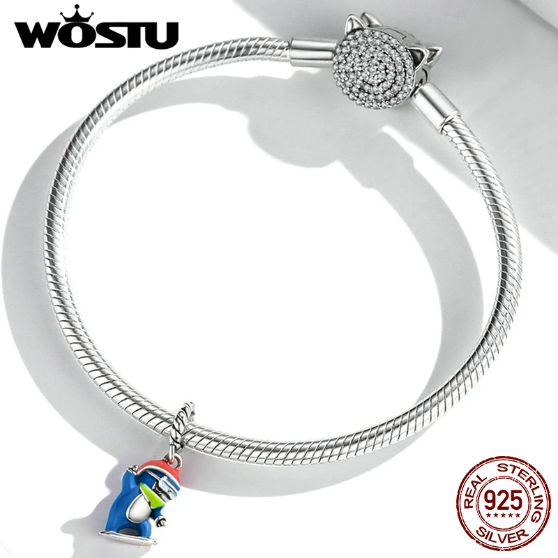 Шарм женский из серебра 925 пробы с Бусиной в виде пингвина | Украшения и