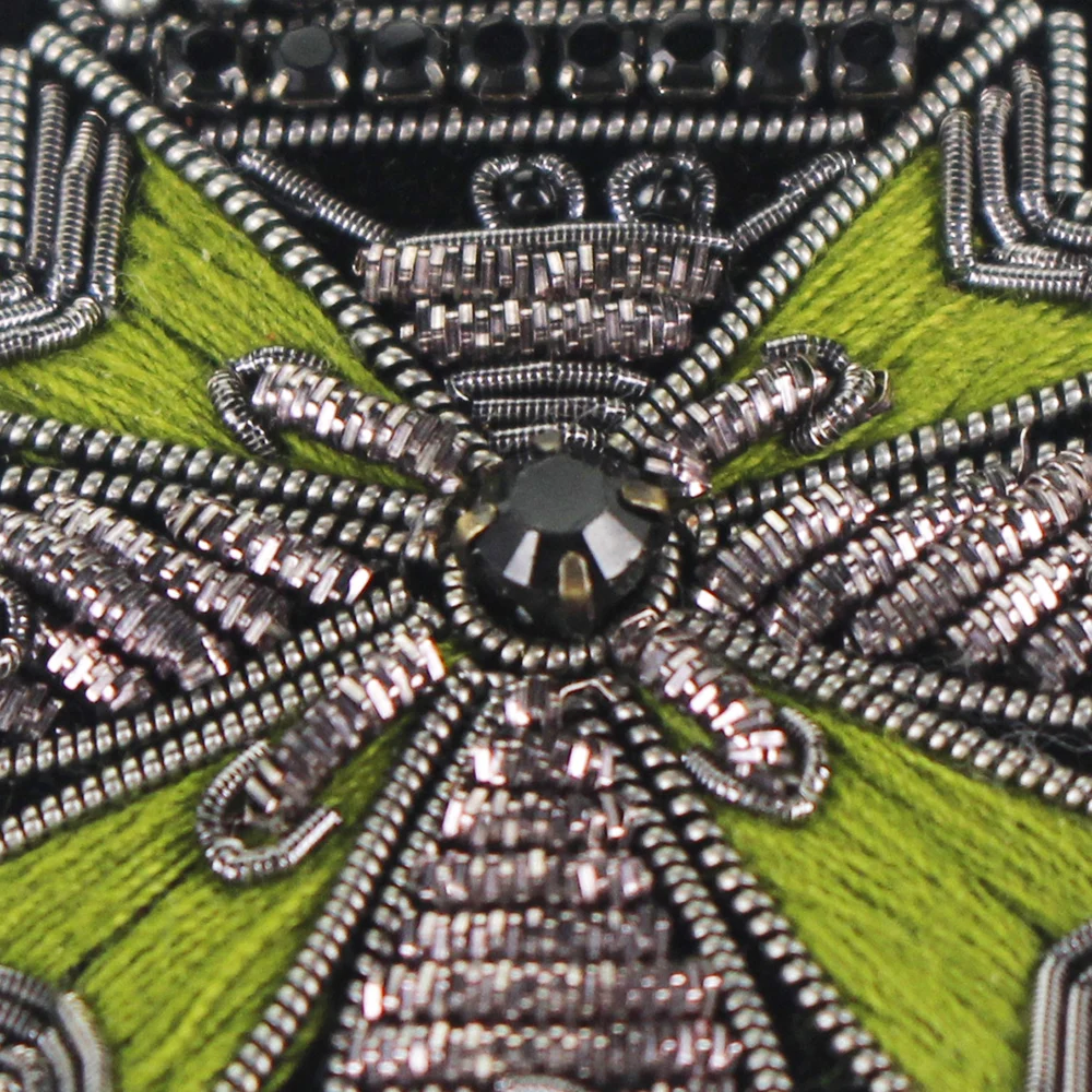 Индийская шелковая Корона пчела крест значки слитка проволока Аппликация из