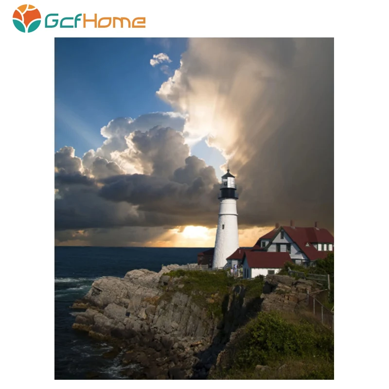 GCFHome Рамка DIY живопись по номерам пейзаж картина для взрослых акриловые настенные