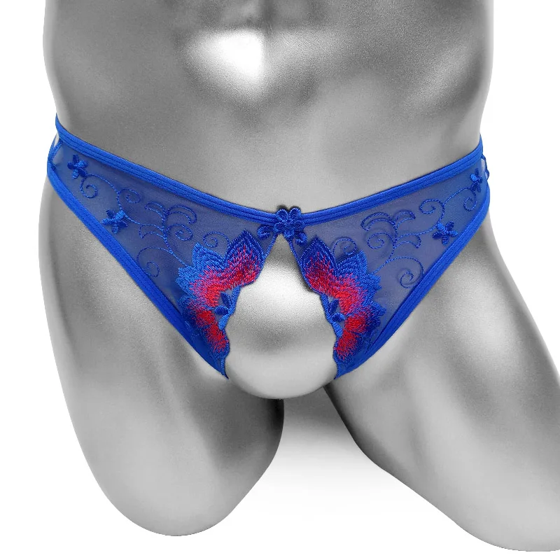 Мужские трусы с вышивкой сетчатые прозрачные цветочной сексуальное нижнее белье