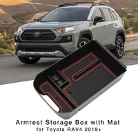 armrest storage box for toyota rav4 xa50 2019 2020 central console holder tray interior organizer with mat