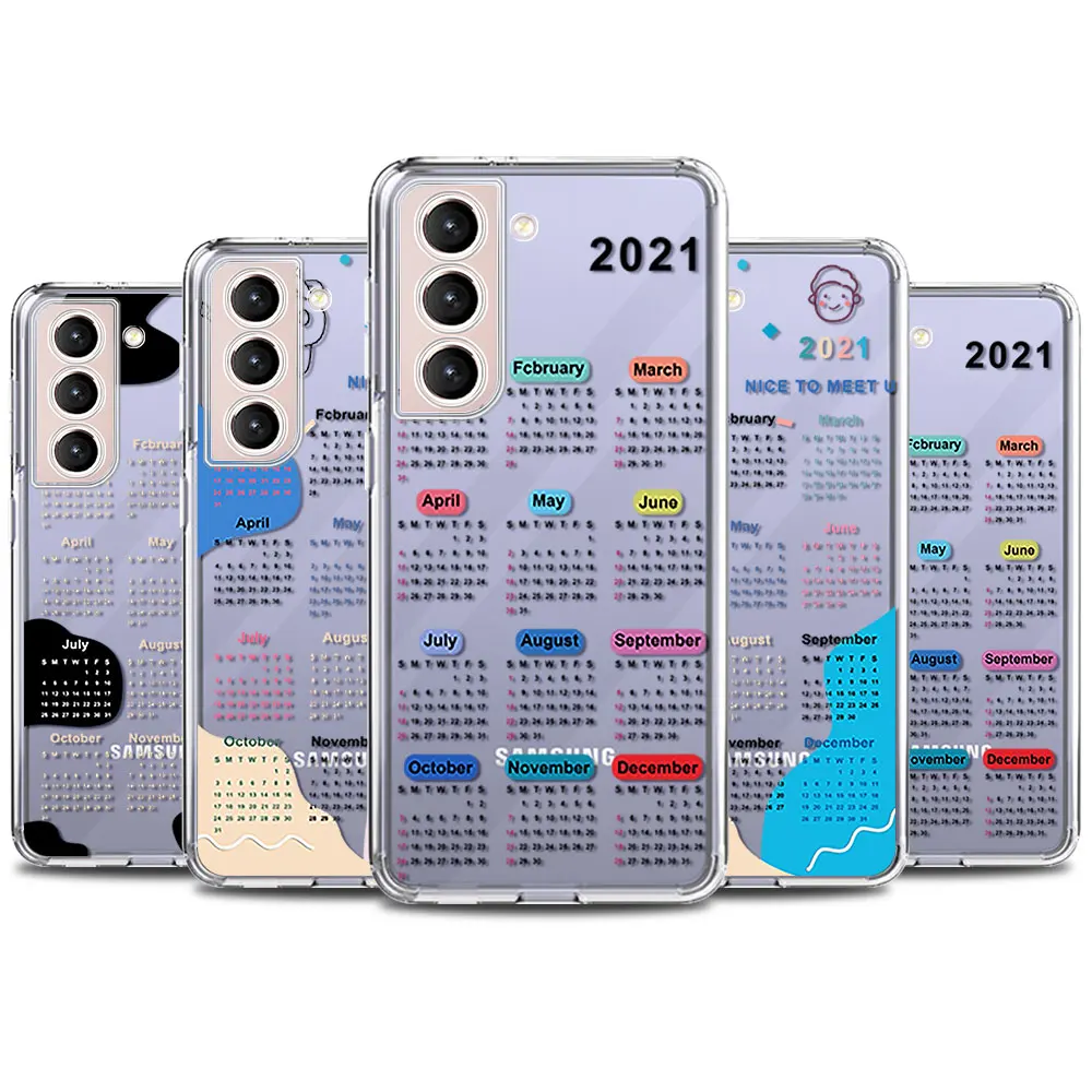 

Luxury The Calendar Clear TPU Phone Case For Samsung S21 Ultra S20 FE S10 Lite S10e S9 Plus A51 A52 A72 5G A12 Cover Coque Shell