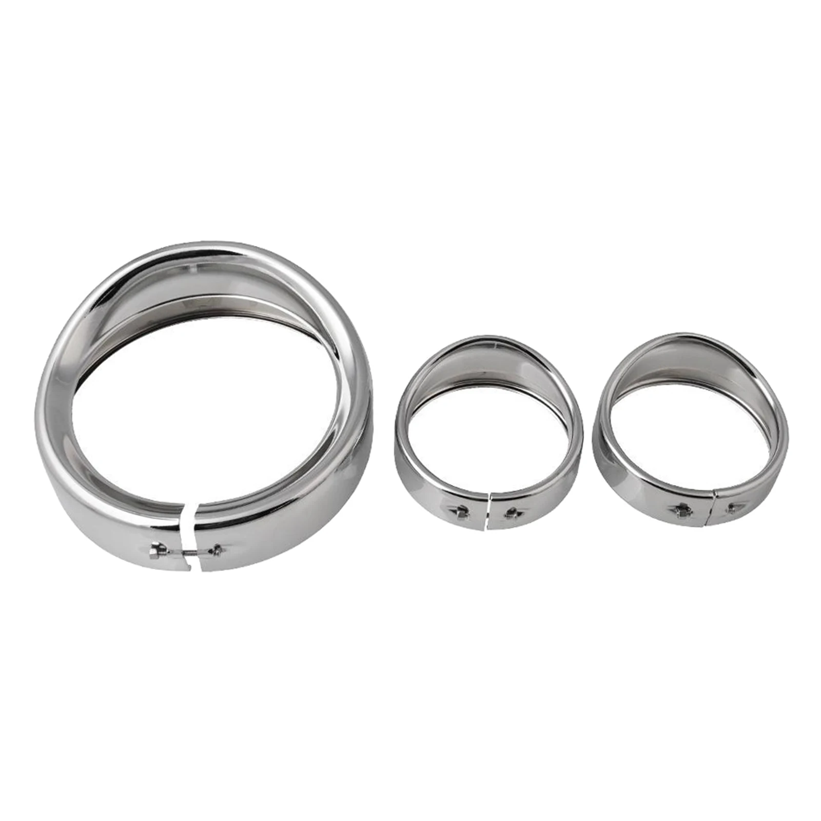 

Set of 3Pcs Motorbike Chrome Fog Light Headlight Trim Ring Kit for Harley,Easy Installation