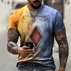 2021 летняя уличная модная футболка в виде игральных карт, Мужская футболка с объемным рисунком, повседневная Короткая свободная футболка, пуловер большого размера