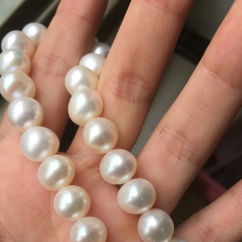 

Loose Pearl Strand Pearl Necklace Round Shape with Size 10-11mm Perfect Luster for DIY Jewelry