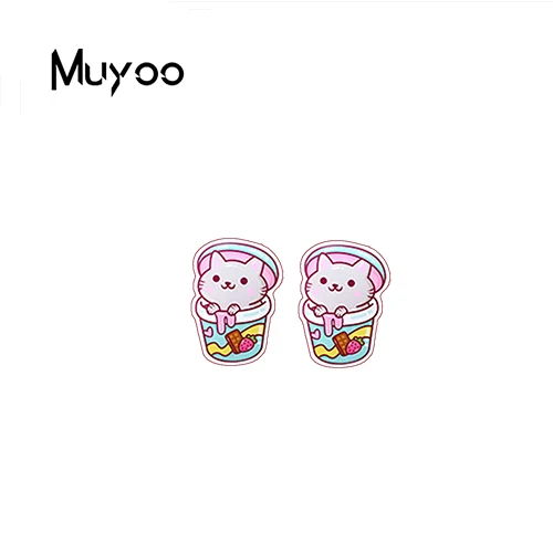 Кошка любит десерт акриловые серьги со вставками из эпоксидной смолы котенок