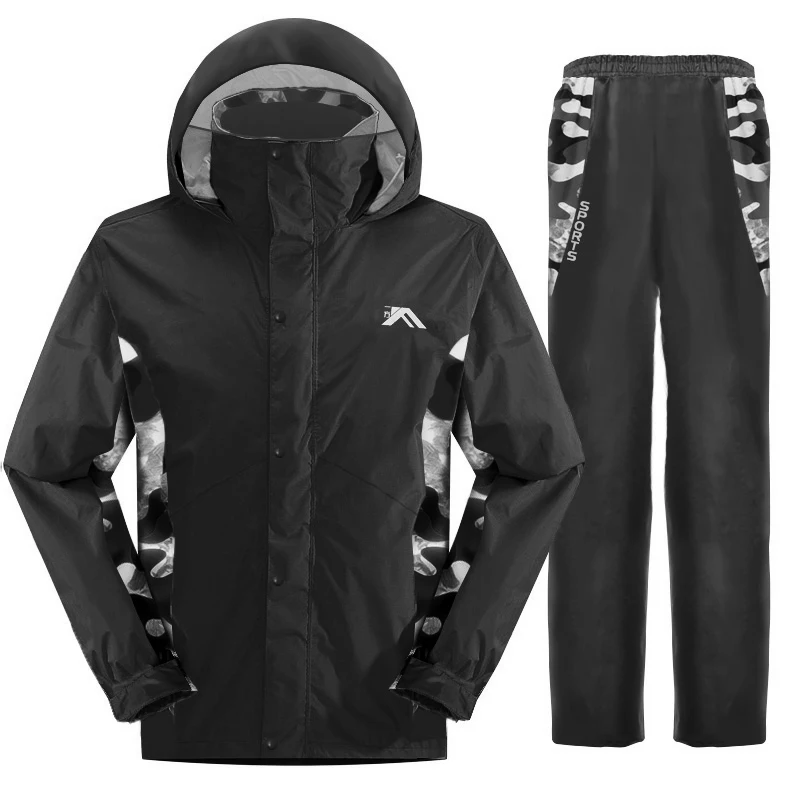 Водонепроницаемый черный дождевик и брюки в комплекте для езды на мотоцикле