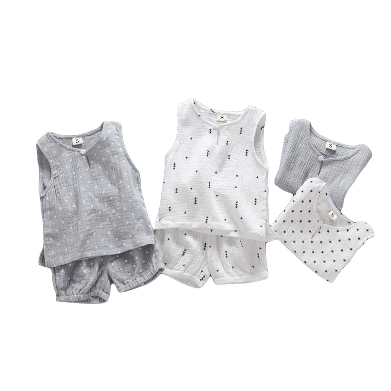 

Baby Suit New Summer Baby Girls Boys Cotton Sleeveless Vest Top + Shorts 2-Pce Children Casual Clothing Set 1 2 3 4 Years