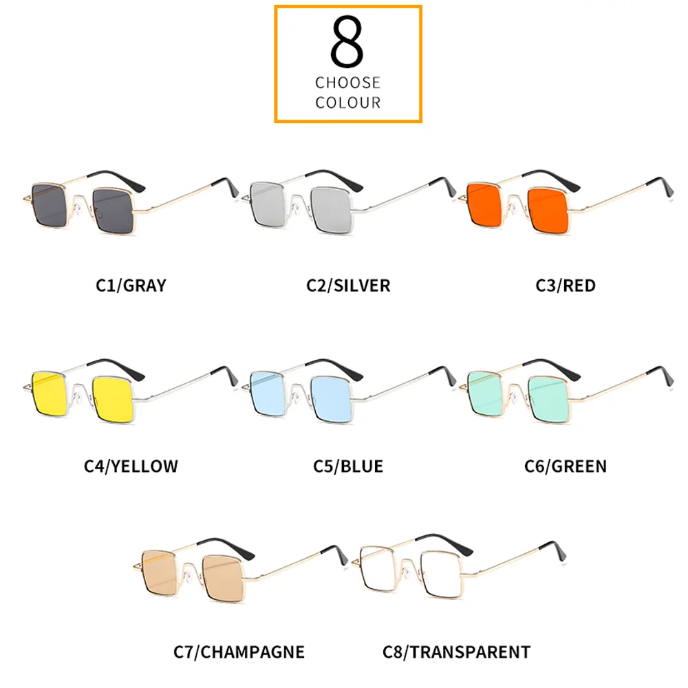 

Vintage Rectangle Punk Sunglasses Women 2020 Brand Design Square Clear Ocean Lens Sun Glasses Small Blue oculos masculino UV400