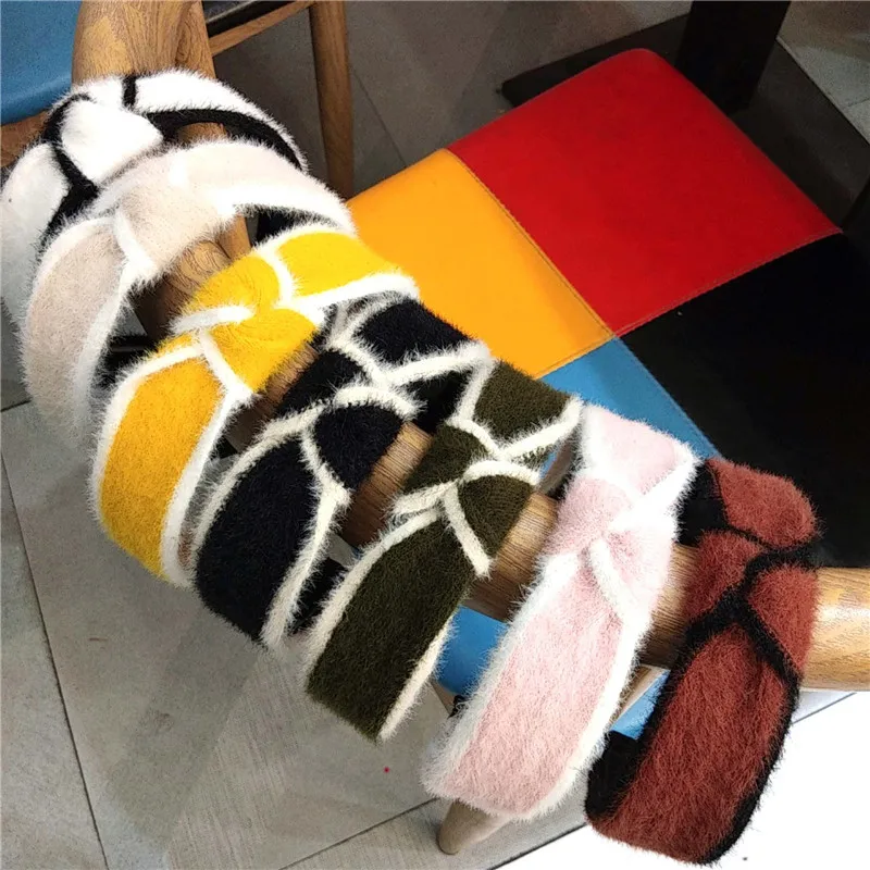 Однотонный модный головной убор толстая теплая зимняя эластичная повязка для