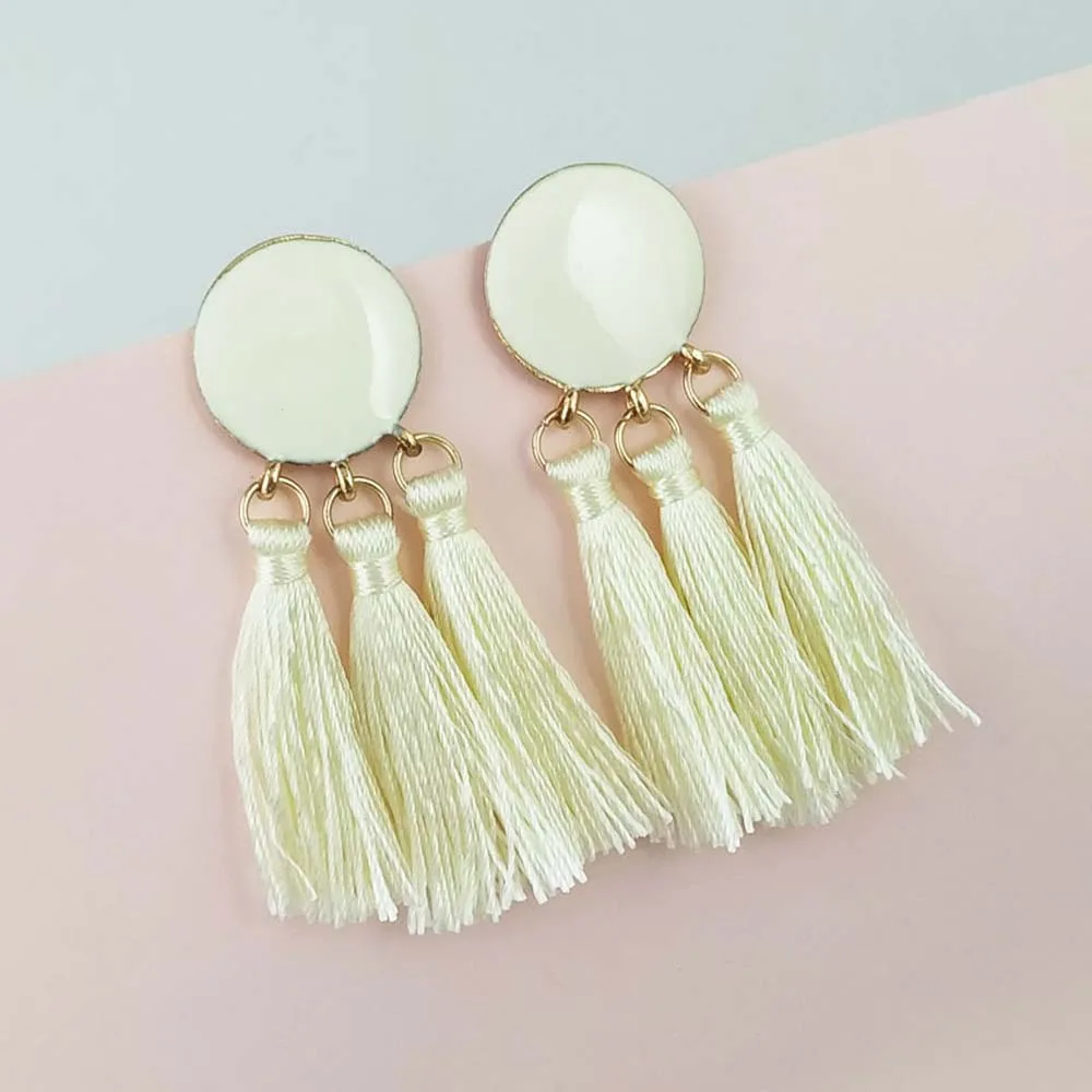 Богемные массивные Серьги-кисточки золотистый цвет Круглый Висячие серьги для