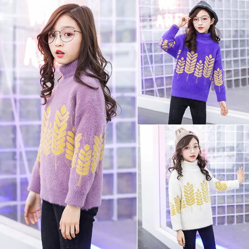 Модные свитера для маленьких девочек 2020 Рождественская Детская водолазка с