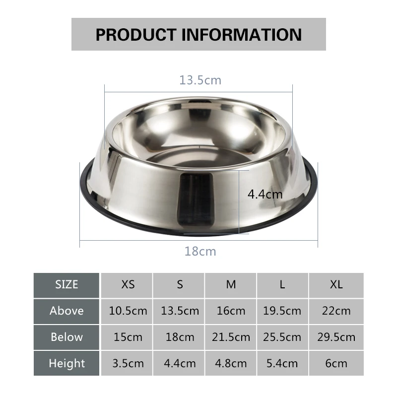

Dog Cat Bowls Stainless Steel Non-slip Durable Anti-fall Dogs Feeding Bowls for Small Medium Dogs Cat Placemat Feeder Pet