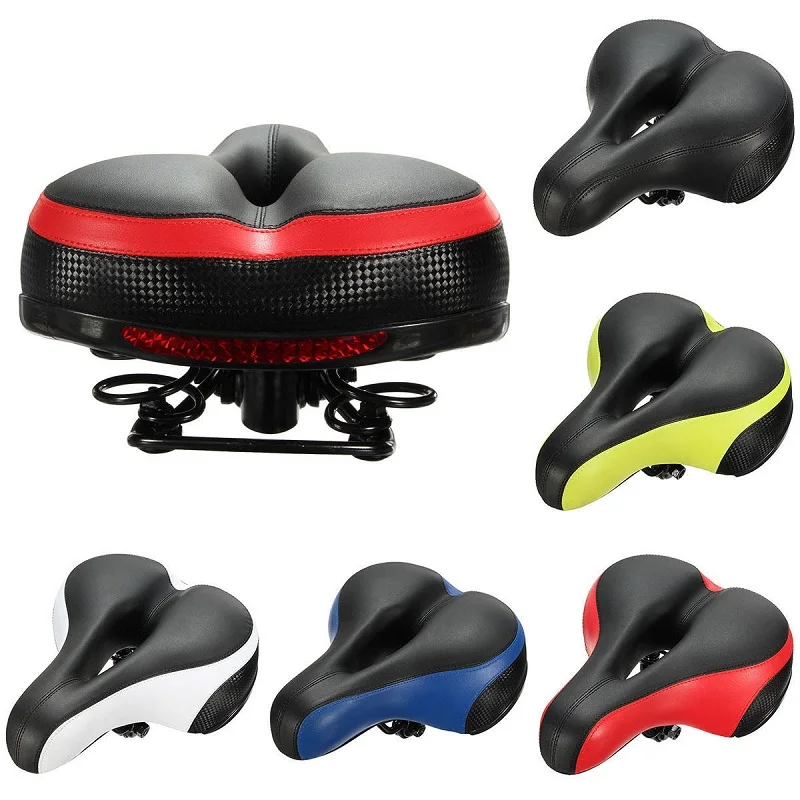Комфортное велосипедное седло светоотражающее с большим амортизатором мягкое