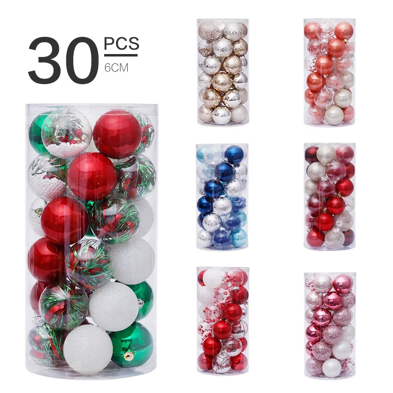 

30pcs/Set 6cm Christmas Bauble Balls Pendant Xmas Tree Hanging Ball Set Ornament Star Topper Decoration for Home Decor Gift